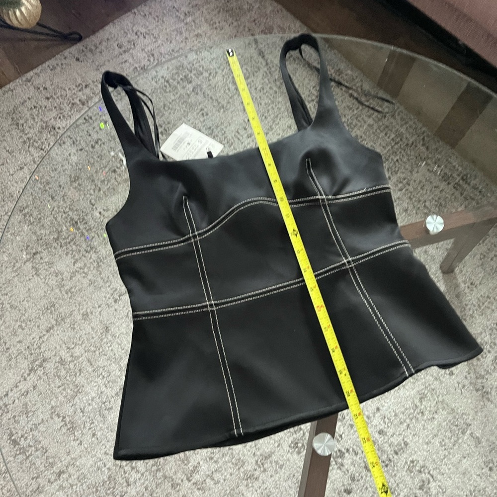 Zara Black Satin Tank Formal Evening Wedding guest Sleeveless Top Sz S - Picture 6 of 11
